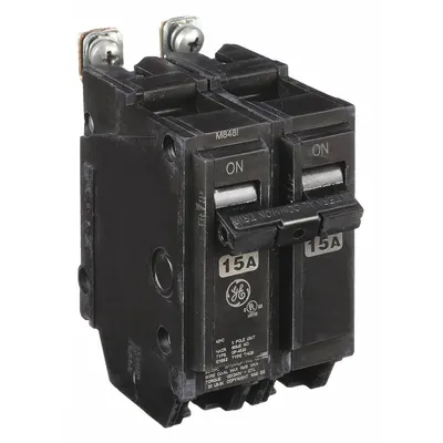 GE Miniature Circuit Breaker: THQB, 15 A, 120/240V AC, Single Phase, 10kA at 120/240V AC - THQB & THHQB Series, Bolt-On GE Miniature Circuit Breakers