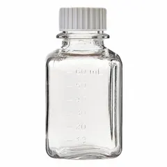 Plastic Lab Media Bottle, PETG, 2.03 fl oz, Graduated, Screw-On Closure