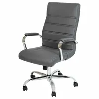 FLASH FURNITURE Office Chair: Whitney, Faux Leather Material, 23 in Back Ht, 19 in Seat Wd (MPN GO-2286H-GR-GG)