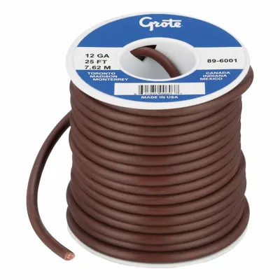 GROTE 89-6001 PVC-Insulated General Purpose Primary Wire, 12 AWG, Brown, 25 ft - PVC-Insulated General Purpose Primary Wires