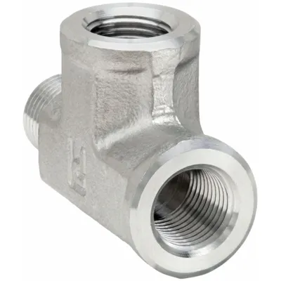 PARKER Metal Pipe Tee: Tee (Run x Run x Branch), 316 Stainless Steel, 1/8 in x 1/8 in x 1/8 in - Extreme Pressure Instrumentation Pipe Fittings