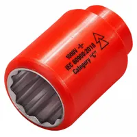 ITL Insulated Socket: 1/2 in Drive Size, 7/8 in Socket Size, 2 in Overall Lg, 12-Point, Std, Chrome (MPN 01650)