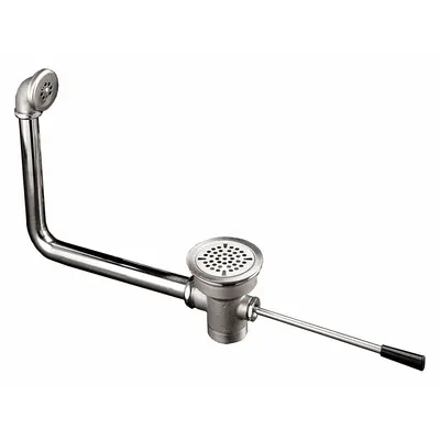 ENCORE Drain Assembly: Brass, Nickel, 4 1/2 in Overall Dia, Threaded - Sink Drains with Lever-Activated Stopper