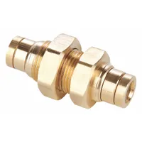 Push-Fit Union Fitting: 1/4 in OD x 1/4 in OD Fitting Size, Push-to-Connect x Push-to-Connect, Brass (MPN 62PTCBH-4)