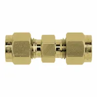 BRENNAN INDUSTRIES Compression Fitting Union: 1/4 in OD x 1/4 in OD Size, Tube x Tube, Brass (MPN N2403-04-04-B)
