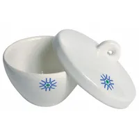 Crucible: 30 mL Capacity - mL, 50 mm Dia, 31 mm Overall Ht, Glazed, Porcelain, Autoclavable (MPN JCL030)