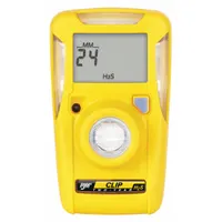 The HONEYWELL BWC2-H is a single-gas detector for hydrogen sulfide (H2S) with high alarm at 15 ppm and low alarm at 10 ppm. Housed in a yellow IP66/IP67-rated enclosure, it operates on a lithium battery. Typical applications include industrial environments where H2S exposure monitoring is required