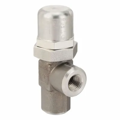 Parker Pressure Control Valve: 4 gpm, 200 psi Max Set, Stainless Steel - Soft-Seat Pressure Control Valves