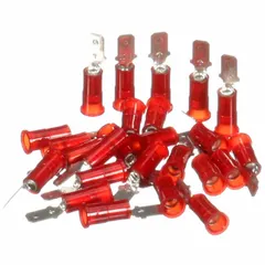 Fully insulated male tab quick disconnect with red nylon full-coverage housing. Designed for 22 AWG to 18 AWG wire sizes, rated for 600 V maximum voltage. Used for making reliable, removable electrical connections in control panels, appliances, and industrial equipment.