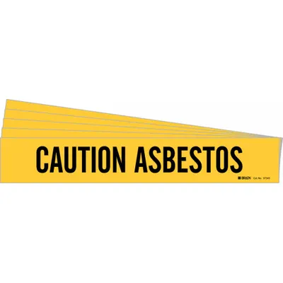 BRADY Caution Asbestos Adhesive Pipe Marker - Caution Asbestos Adhesive Pipe Markers