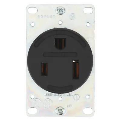 BRYANT Receptacle: Single, 5-50, Black, 125V AC, 50 A, 2 Pole / 3 Wire (MPN 9550FR) - General Purpose Receptacles