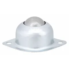 Flange mount ball transfer with 1 in diameter ball, 75 lb load capacity, and 5/16 in projection. Designed for low-profile integration into flat surfaces to enable omnidirectional movement of loads in material handling systems such as conveyor beds, workstations, and turntables.
