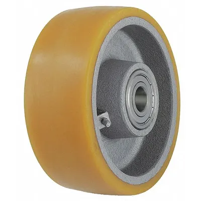 OEM Polyurethane Tread on Iron Core Wheel, 9 13/16 in Dia, 2 in Wd, Yellow - Polyurethane Tread on Iron Core Wheels