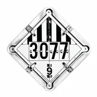 This flipchart is a full frame trailer flip placard holder designed for Hazard Class 6 (Toxic, Poison Inhalation, & Infectious Substance). It measures 13 1/2 inches in width and height. Used to display hazard class placards on full-frame trailers during transport, it allows quick placard changes for regulatory compliance