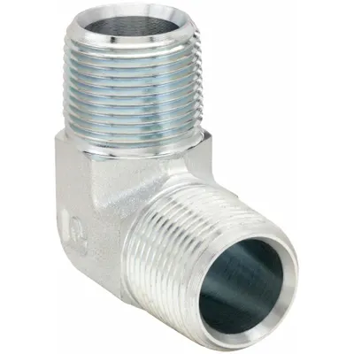 PARKER Metal Pipe Elbow: 90° Elbow, Steel, 3/8 in x 3/8 in - Hydraulic Threaded Extreme-Pressure Pipe Fittings