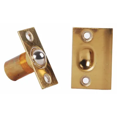 IVES Door Catch: Brass, Ball, 1 3/8 in Ht - Grab Catches