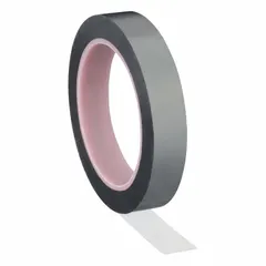 Transparent anti-static conductive adhesive electrical film tape, 3/4 inch wide, 72 yards long, 2.2 mil thick, with a 20 V voltage rating. Used for low-voltage shielding and grounding in electrical and electronic assemblies.
