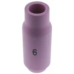 Standard alumina nozzle for plasma cutting and welding, used to direct gas flow and electric arc. Pack of 10. Reference number 10N48.