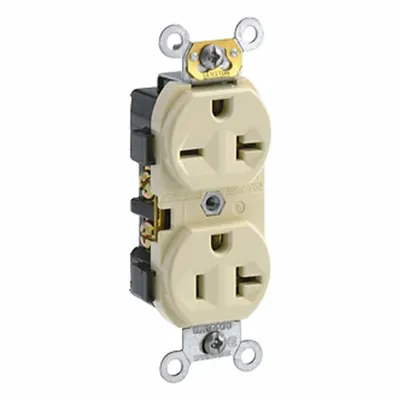 LEVITON Plugs and Receptacles: Duplex, 5-20, Ivory, 125/250V AC, 20 A - General Purpose Receptacles