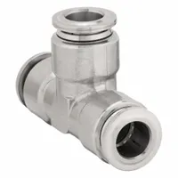 AIGNEP USA Push-Fit Tee Fitting: 12 mm OD x 12 mm OD x 12 mm OD Size, Stainless Steel, Silver (MPN 60230X-12)