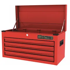 This light-duty top chest from WESTWARD is designed for organizing tools and small parts in workshops, garages, or industrial workstations. It features a keyed lock for security and includes drawer liners to protect contents. Overall width is 26 inches and overall depth is 12 1/8 inches.
