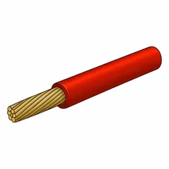 Single-conductor battery cable with 6 AWG stranded wire, rated for 60 V. Red insulation, 25-foot length. Suitable for heavy-duty electrical connections in starting circuits and ground straps for vehicles and equipment.