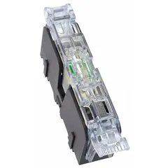 Indicating fuse block cover for CC/Midget fuse class, rated 600 V AC and 0 A – 30 A. Compatible with BCM fuse series. Provides physical protection and visual blown-fuse indication for industrial fuse blocks.