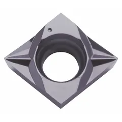 Diamond indexable turning insert for precision machining of non-ferrous materials such as aluminum alloys, copper, and plastics. Designed for fine finishing operations in turning, facing, and profiling, it provides sharp cutting edges and wear resistance for extended tool life.