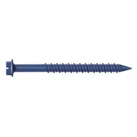 Self-threading concrete screw anchor with hex head for fastening fixtures, brackets, or equipment to concrete, brick, or block. Removable design allows temporary or adjustable installations. Made of Grade C steel with Blue Ruspert coating. Supplied in a 25-pack