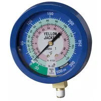YELLOW JACKET Low Side Gauge: Low Side Gauge, 0 psi to 300 psi, Liquid Filled, 3 1/2 in Dia, Blue (MPN 49516)