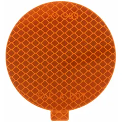 Amber reflective tape squares with acrylic adhesive, 3 by 3 inches, supplied in a 50-pack. Designed for marking trucks and trailers to improve nighttime visibility.