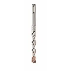This SDS-Plus drill bit is designed for drilling into concrete, masonry, and block. With a 3/8 in diameter, 10 in overall length, and 8 in maximum drilling depth, it suits medium-duty applications such as installing anchors or conduit. Compatible with rotary hammer drills.