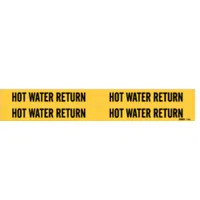 Pipe Marker: Hot Water Return, Yellow, Black, Fits 3/4 to 2 3/8 in Pipe O.D., 4 Pipe Markers (MPN 7148-4)