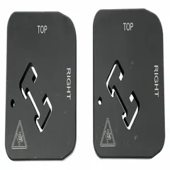 Set of two identical dies for use in strut shears. Designed for strut channels measuring 2 1/8 inches in width and 1 1/16 inches in height. Used for cutting metal strut in electrical and mechanical support systems.