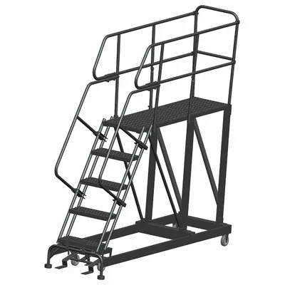 BALLYMORE Mobile Work Platform: 4.2 ft Platform Ht - Max, 24 in x 60 in, Steel - Manual-Lock Rolling Single-Access Platforms