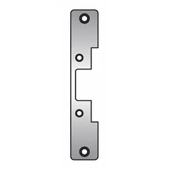 This HES electric strike faceplate is a replacement component for Series 5000 electric strikes. It measures 1 1/4 inches wide by 6 7/8 inches high. Used in access control installations on commercial doors to maintain proper fit and alignment of the locking system.