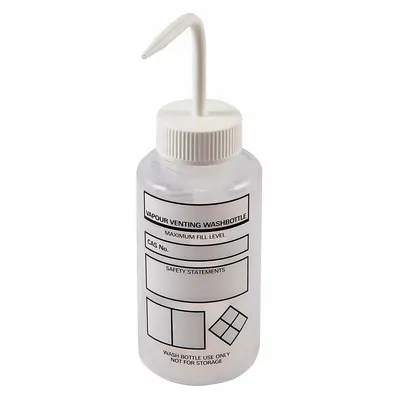 DYNALON Wash Bottle: 500 mL, Write-On, White, Wide, Std Spout Spout, Colorless - Wide Mouthed Standard Spout Wash Bottles