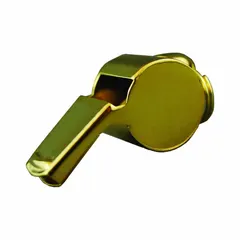 This metal whistle features a gold finish and is suitable for signaling, safety alerts, and sports officiating. Its compact design allows for easy carrying and quick access in emergency or outdoor situations.