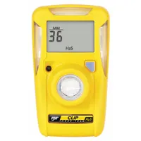 The HONEYWELL BW Clip BWC3-H is a maintenance-free single-gas detector for hydrogen sulfide (H2S). Powered by a lithium battery, it continuously monitors ambient air in a yellow housing. Typical applications include personal safety monitoring in oil and gas, chemical, wastewater, and confined-space environments