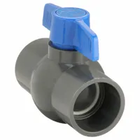 APPROVED VENDOR Manual Two-Way Ball Valve: 1 1/2 in, PVC, Straight, Socket x Socket, One-Piece, Tee (MPN 107-637-NPG)