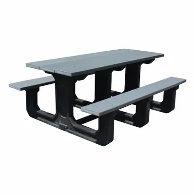 OEM Picnic Table: Plastic, Plastic, Gray, 30 in Overall Ht, 72 in Overall Lg - Rectangular Picnic Tables