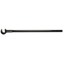 This single end valve wheel wrench is made from alloy steel and has an overall length of 48 inches. It is designed for operating valve wheels in industrial settings such as water treatment, oil and gas, and process plants. The tool is not insulated.