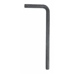 This L-shaped hex key is made of alloy steel with a black oxide finish. It has a 4 mm metric tip size and a short length, featuring two tips. Used for tightening or loosening socket-head cap screws in machinery assembly and maintenance.