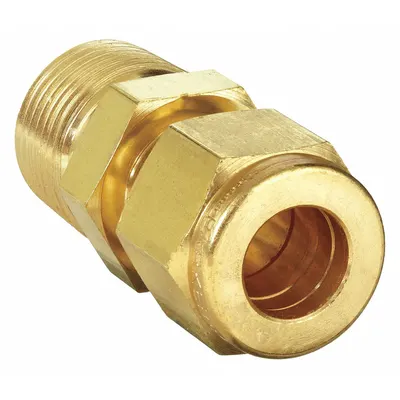 PARKER Double-Ferrule Brass Compression Fitting: 3/8 in OD x 3/8 in MNPT - Double-Ferrule Brass Compression Fittings