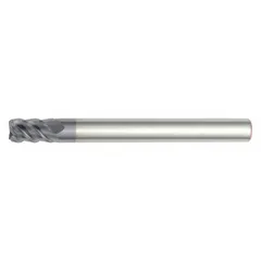 This carbide square end mill features an AlTiN coating and 5-flute geometry for machining hardened materials up to 65 HRC. With a 3/8" diameter, 15/16" length of cut, and 4" overall length, it is suited for finishing operations in die/mold, aerospace, and automotive applications.
