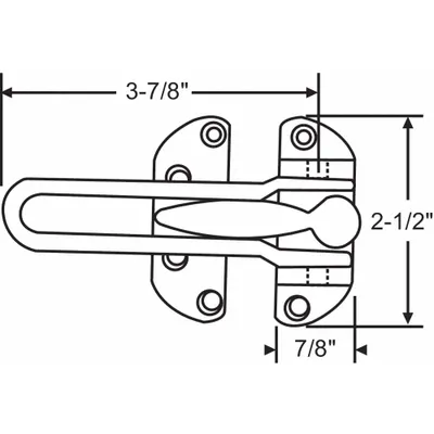 OEM APPROVED VENDOR Hotel Door Latch, 2 1/2 in Ht, 3 7/8 in Wd, 16-225SNK - Hotel Door Latches