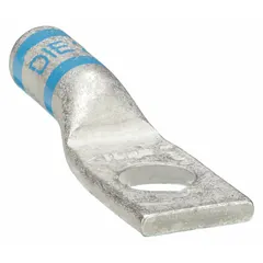 This one-hole compression lug is designed for terminating stranded copper wire of 8 AWG to 8 AWG. It features a 1/4 in stud size and is made of aluminum. Suitable for use in electrical power distribution, motor controls, and panel building applications.