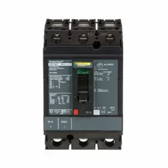 40 A, 3-pole molded case circuit breaker rated for 600V AC with a 25kA interrupting rating at 240V AC. Fixed configuration with line/load lugs and ABC phase protection. Suitable for overload and short-circuit protection in power distribution panels and motor control centers.