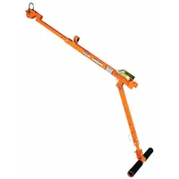 Steel pole hoist designed for vertical entry confined spaces such as manholes, tanks, and vaults. Features a 9 1/2 ft height and adjustable arm from 4 1/2 ft to 6 1/2 ft. Supports up to 310 lb and is intended for use with an SRL-R. Does not include SRL or winch