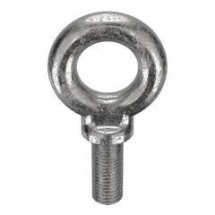 This machinery eye bolt features a shoulder for stable bearing surface in lifting and rigging applications. Made from 316 stainless steel with a plain finish, it has a 1"-8 thread size and 2 1/2 in thread length. Nut not included. Manufactured in the USA.